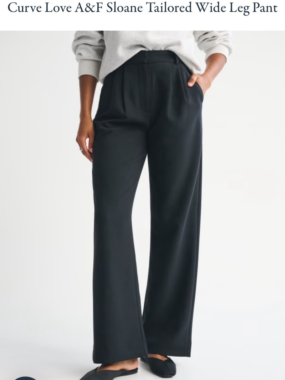 Curve Love A&F Sloane Tailored Wide Leg Pant - Black - Size 27